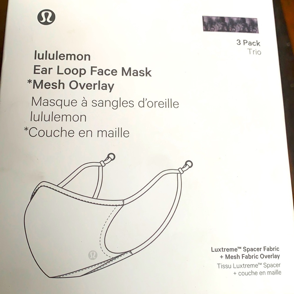 Lululemon Ear Loop Face Mask Mesh Overlay 3-pack